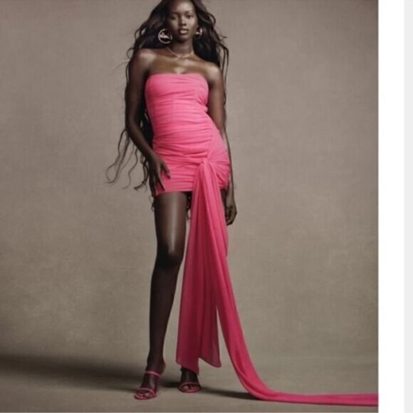 ZARA PINK DRAPED DRESS Summer fav - Picture 14 of 16